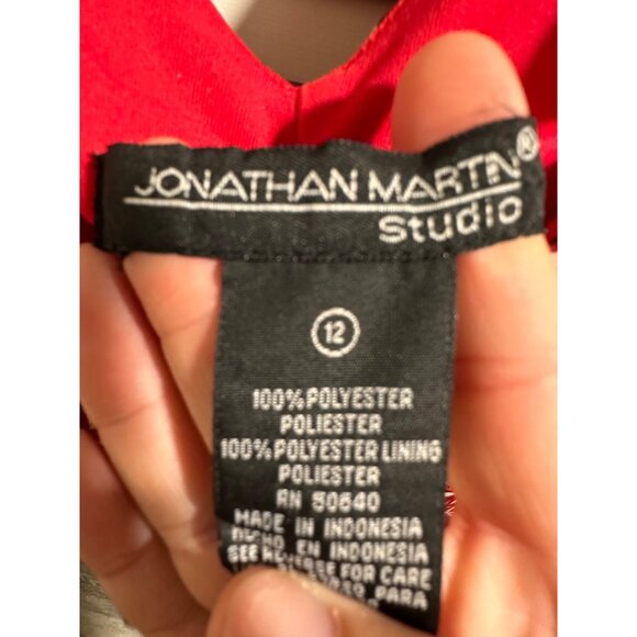 ✌️ 2/$40 ✌️ Jonathan Martin Studio Red & White Printed Dress Size 12 - Picture 5 of 5